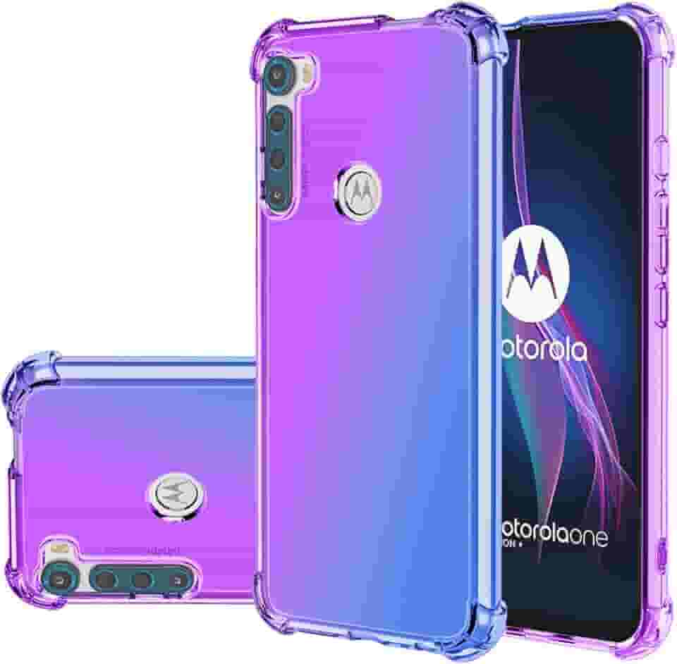 Capa para Moto One Fusion Plus, One Fusion+ PAKF0002IN, capa protetora de TPU macio, antiarranhões, à prova de choque para Motorola Moto One Fusion Plus (roxo/azul)