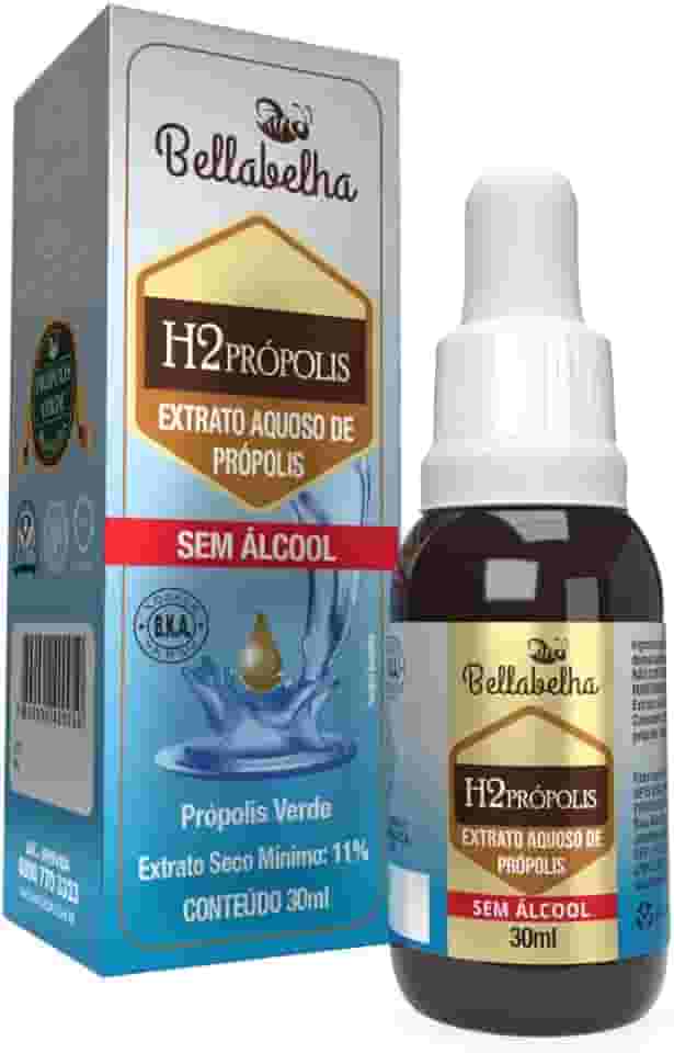 Bellabelha Extrato Aquoso de Própolis Sem Álcool H2Propolis | 30mL | Produto Natural, Livre de Álcool, Ideal para Todas as Idades