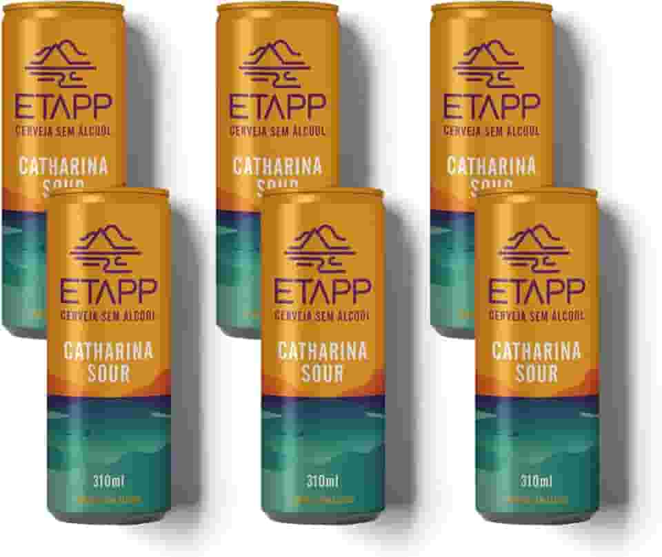 Cerveja ETAPP Catharina Sour Frutas Vermelhas, 310ml, Sem Álcool, Artesanal, Leve Acidez, Refrescante, Low-Carb, Ideal para Pós-Treino e Dias Quentes (6 Latas)