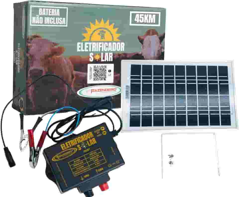 FAZENDEIRO, Cerca Elétrica Rural Eletrificador 45Km Solar sem Bateria