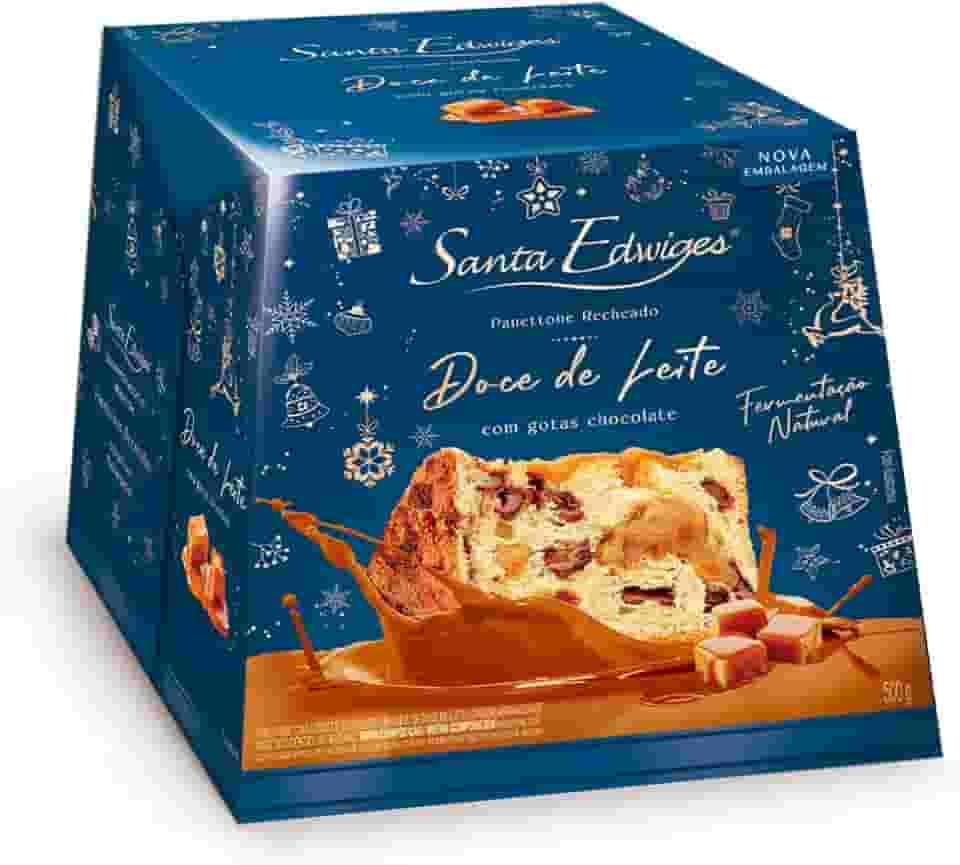 Panettone Recheado Doce de Leite Com Gotas de Chocolate Santa Edwiges 500g