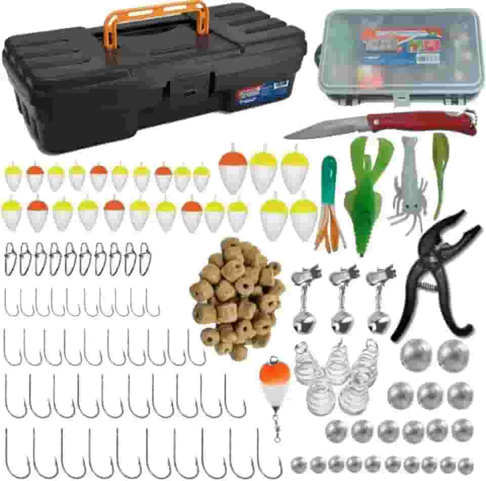 Caixa De Pesca Mini Estojo Boias Anzol Chumbos Canivete Sino