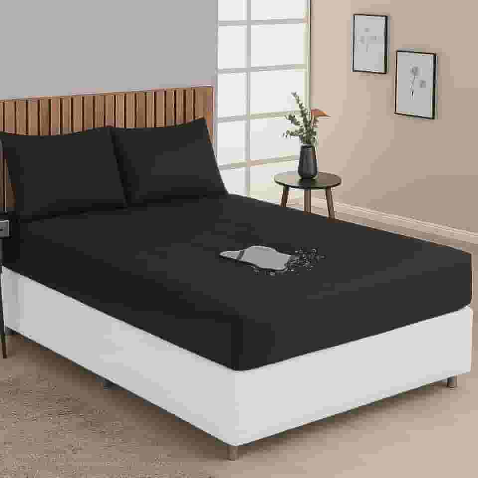 Capa Protetora Impermeável para Colchão - Antialérgica e Antibacteriana - Vários Tamanhos - Matelasso Silencioso (Preto, Solteiro)