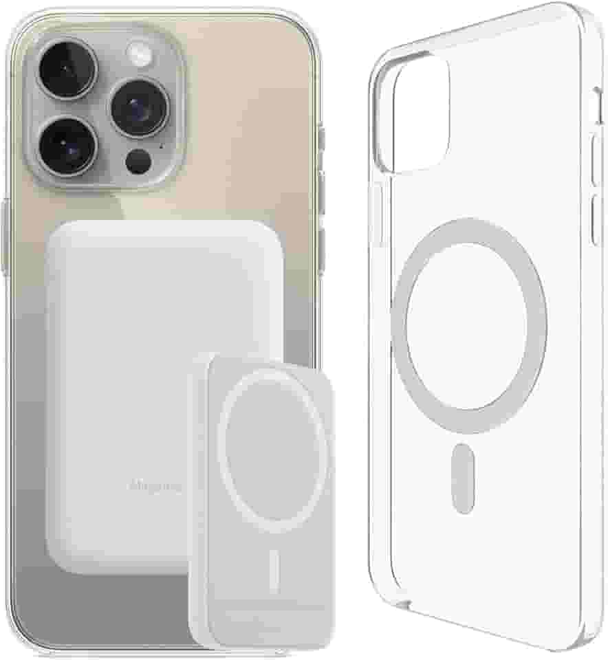 Carregador Portátil + Capa Magnética por Indução Compatível com Magsafe para iPhone 15, 15 Pro Max e 15 Plus (iPhone 15 Pro Max)