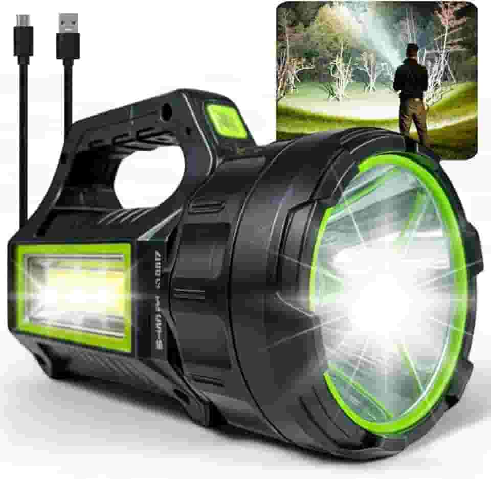 Lanterna Profissional Holofote LED 100000 Lúmens Recarregável com Bateria USB e Longo Alcance de 500m