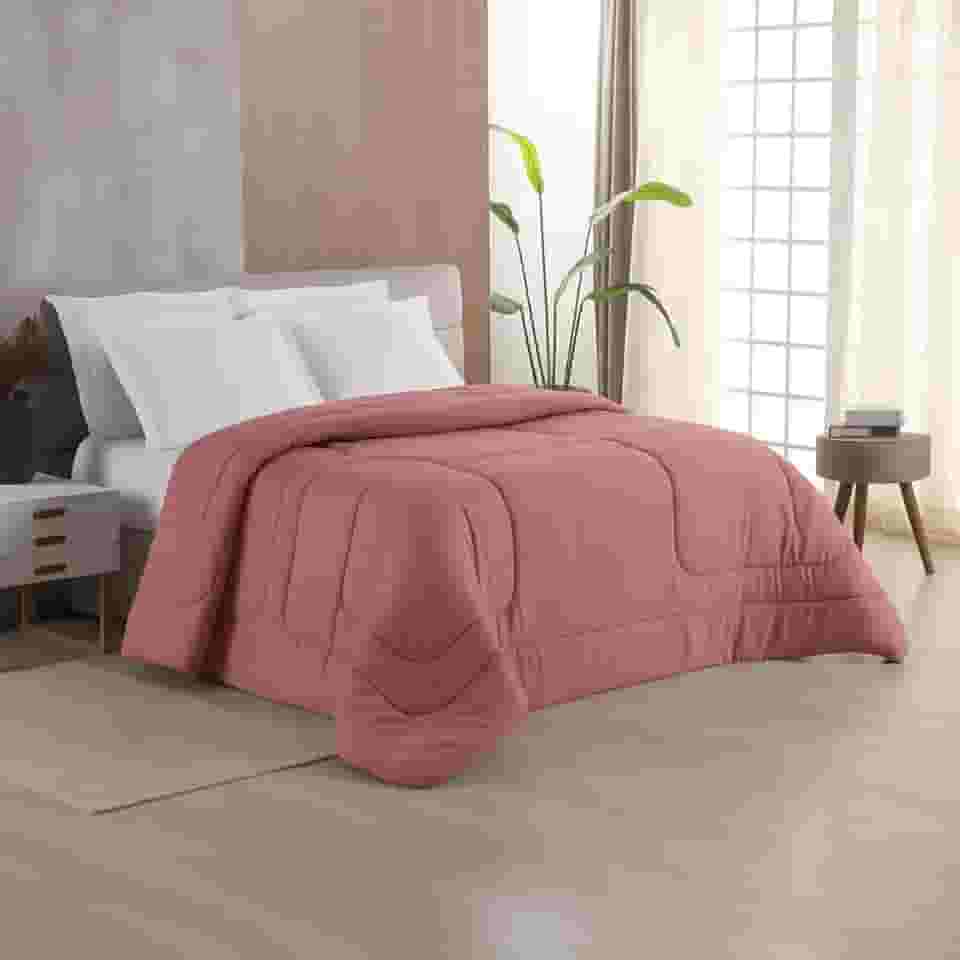 Edredom King 400 Fios Dupla Face Matelado Toque Acetinado 01 Peça Rosê