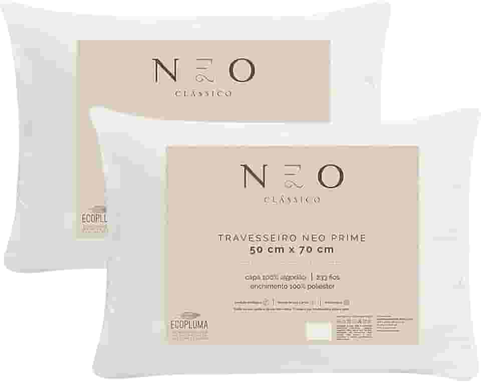 Kit com 2 Travesseiro Camesa by Gato Panda Neo Prime Ecoplum 233 Fios 50x70cm – Macio, Antialérgico, Antiácaro, Lavável, Percal 100% Algodão (2) (2, Macio, 50x70)