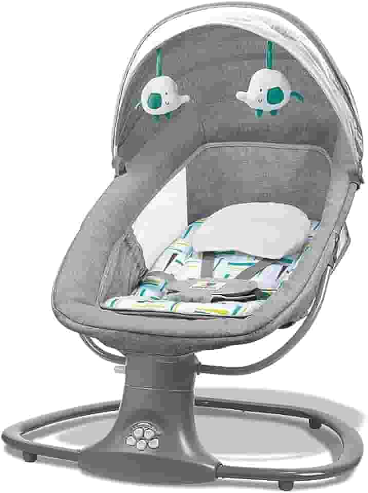 Mastela Cadeira Infantil Techno Verde Estampada Com Balanço Automático Timer E Música Criança - Até 18Kg