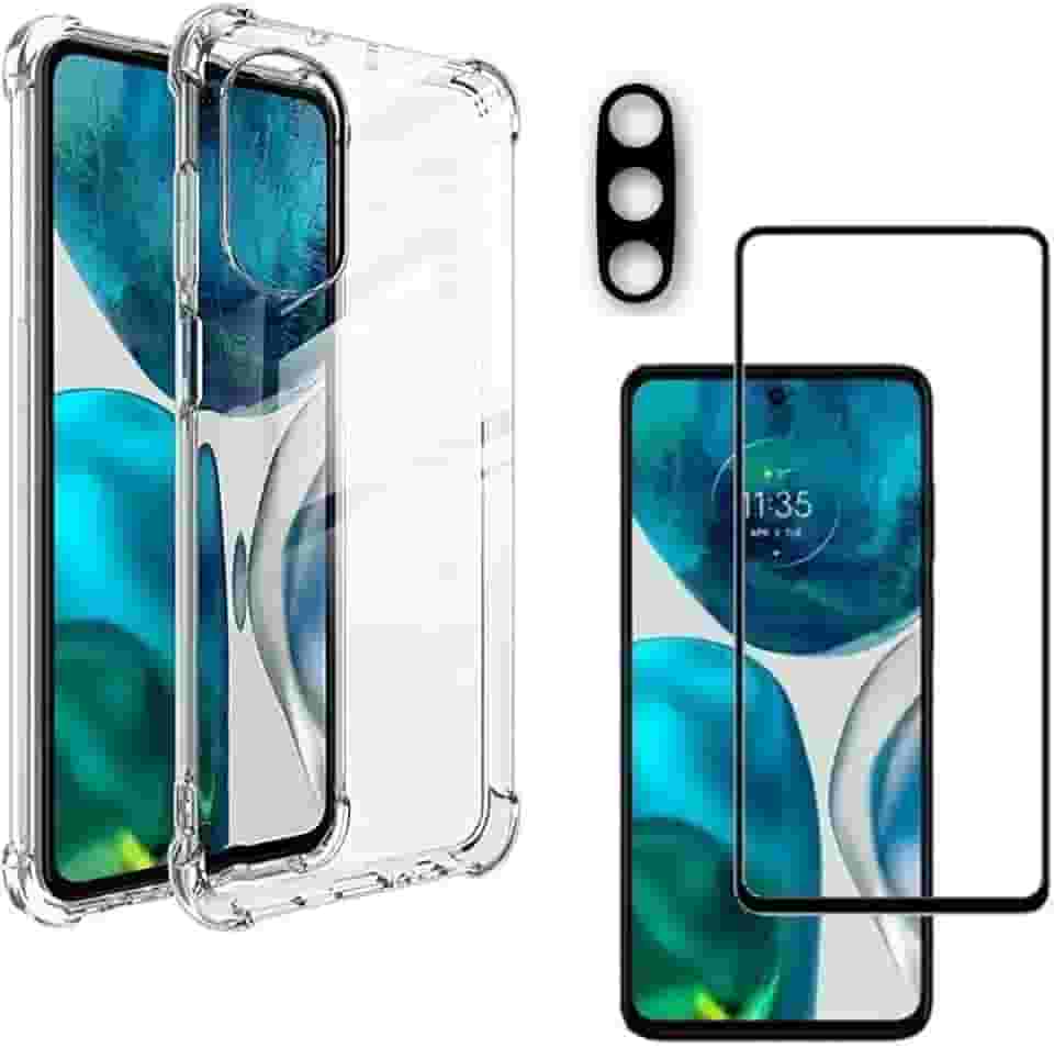 Kit Capa Capinha + Película De Vidro Temperado 3d + Película Proteção de Câmera Compatível Com Moto G52 - (Hard Glass Store)