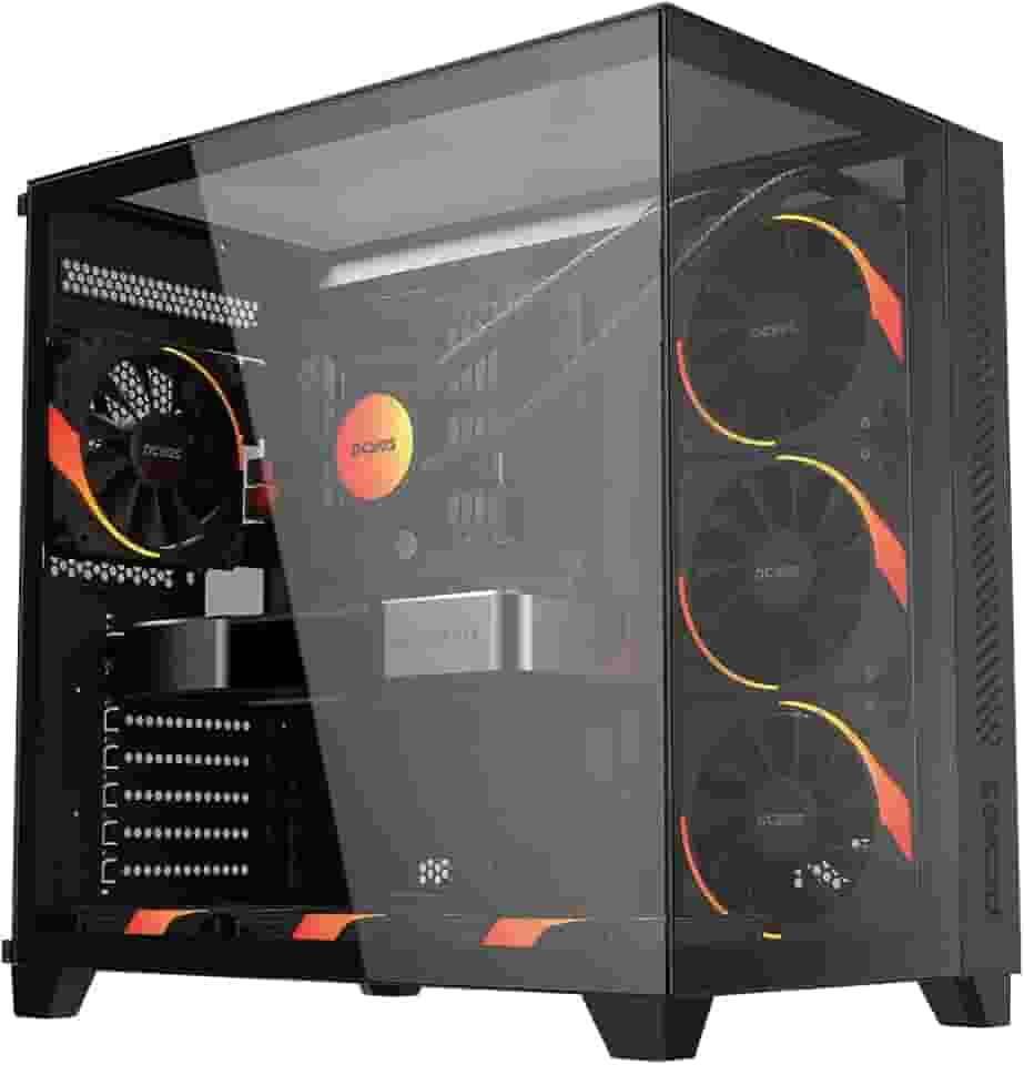 Gabinete Gamer PCYES Forcefield Max Black Vulcan, ATX, Mid-Tower, Vidro Temperado, Sem Fonte e Fan, Preto - GFFMAXBV