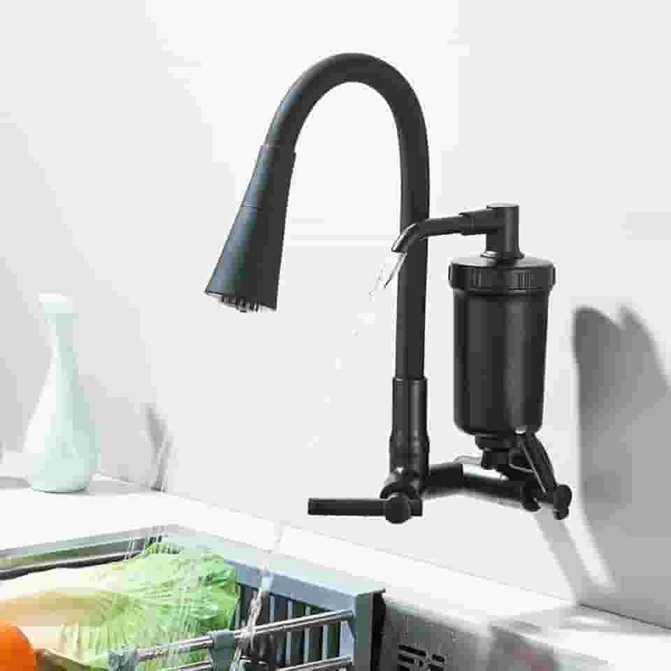 Torneira Preta Com Filtro Para Cozinha, Torneira Flexível De Parede Cozinha, Torneira Preta Gourmet Parede, Filtro