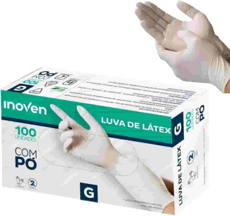 Luva De Látex Com Pó Inoven Tamanho G- Caixa com 100 Unidades