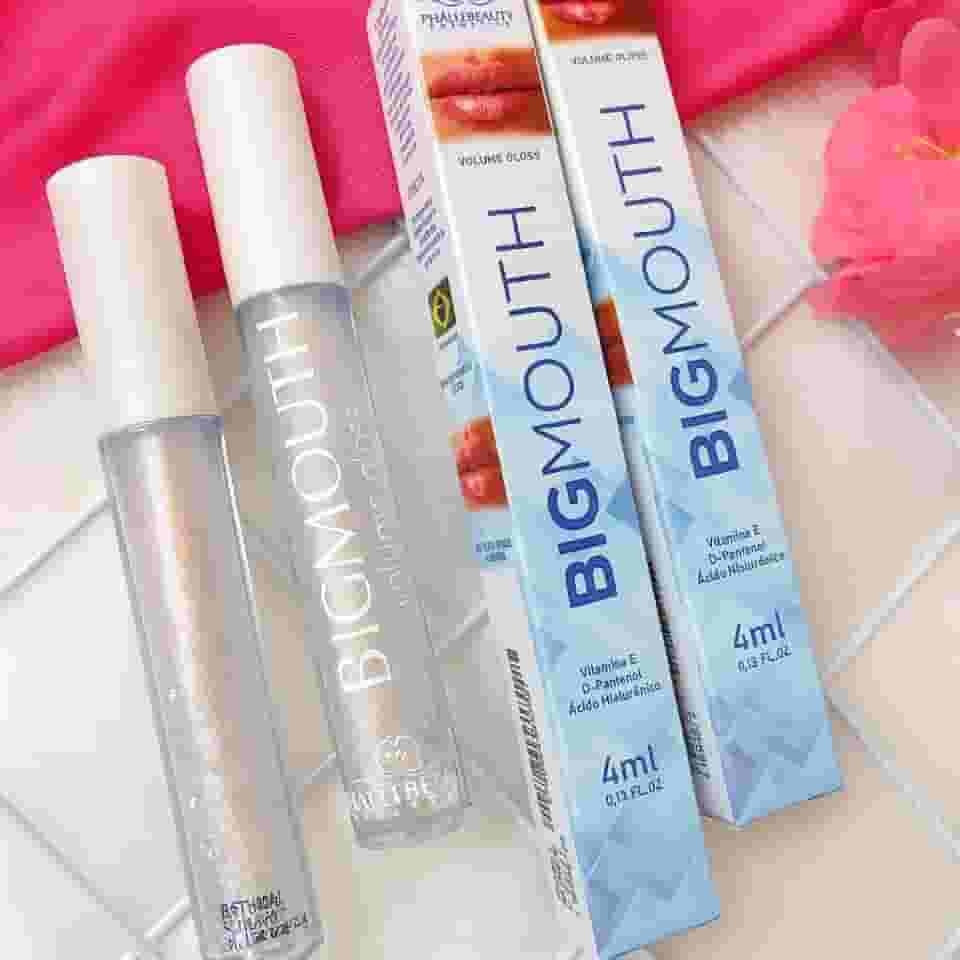 Bigmouthh Gloss Volumizador Labial com Vitamina E, D-Pantenol e Ácido Hialurônico, 4ml, Efeito Preenchedor e Brilho Espelhado.