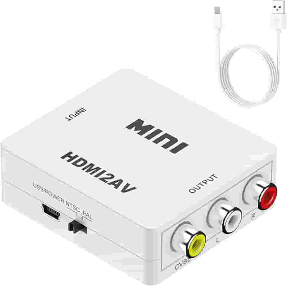 Conversor HDMI para RCA, HDMI para AV, 1080p HDMI para caixa adaptadora de áudio e vídeo analógico composto para TV mais antiga, Stick, Roku, Apple TV, PC, laptop, Xbox, HDTV, com