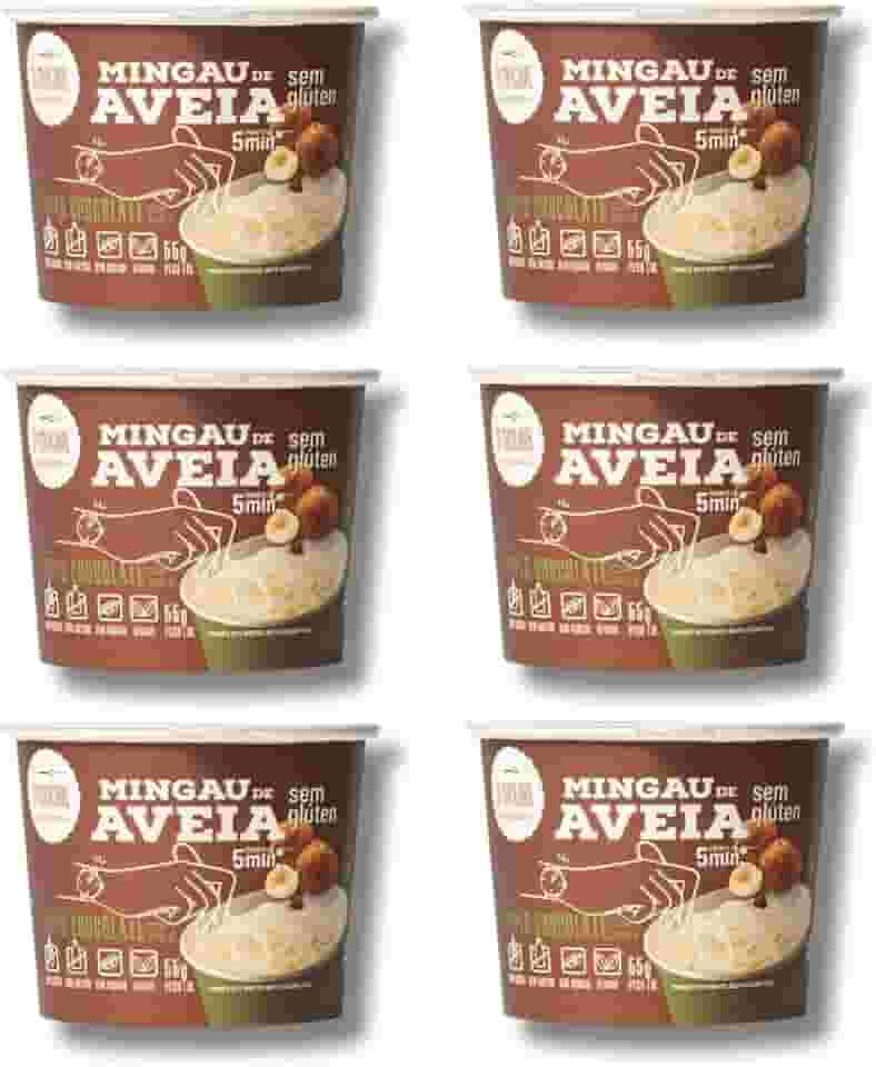 Mingau de Aveia Duplo Chocolate Com Avelã, Sem Açúcar Sem Glúten, Sem Leite e Vegano - 06 UNIDADES (pronto em 05 minutos)