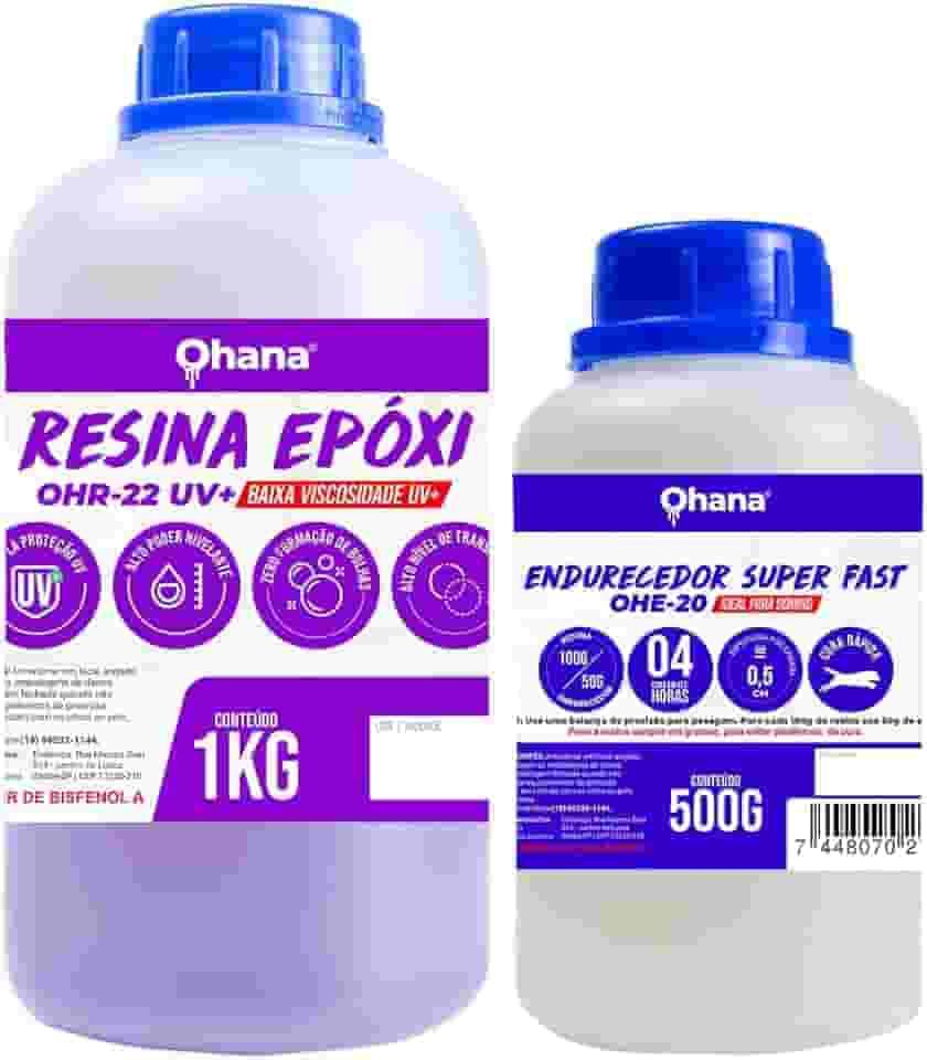 Resina Epóxi Super Fast Baixa Viscosidade UV+ Kit 1,5kg - Cura Rápida