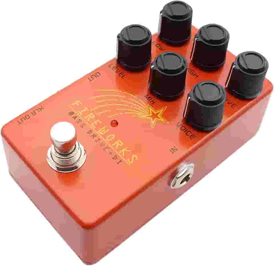 Luocute Pedal Simulador de Amplificador de Som, Pedal de Acionamento de Baixo Simulador de Amplificador de Tubo EQ Controla Efeitos de Baixo Processador Overdrive Box True Bypass para