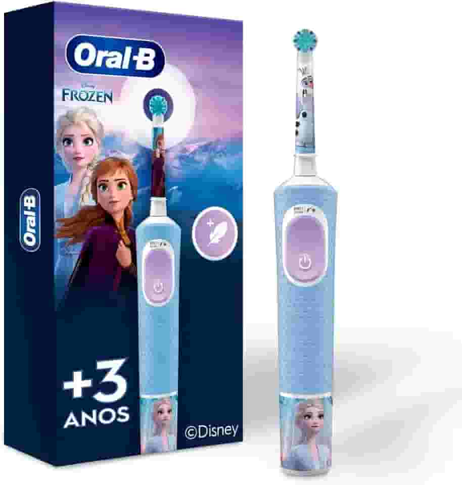 Oral-B Disney Frozen, Escova de Dentes Elétrica Infantil (+3 anos), Recarregável 4 Adesivos Personalizáveis 100-240V