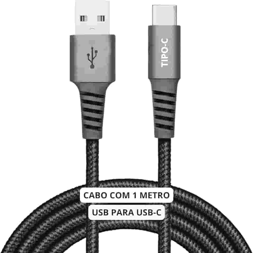 Cabo USB-C 1 Metro Tipo C Turbo 60W Ultra Rapido Reforçado Android e Iphone Notebook Tablet Qualidade Premium Carregamento Transferência de Dados