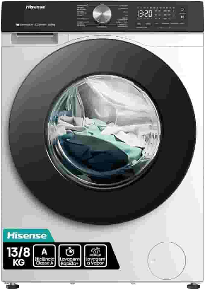 Hisense Lava e Seca, 13kg Lavagem/8kg Secagem, Wi-Fi, Steam, 13 Programas, Motor Inverter, Painel Touch, Branca WD3S13-127V