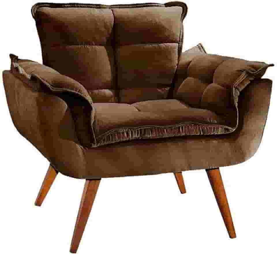 POLTRONA OPALA PÉ PALITO 01 LUGAR MARROM HOME DECORAÇÕES