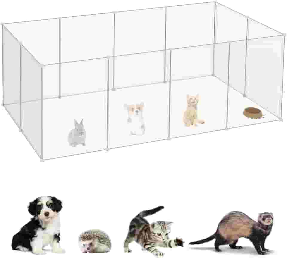 Cercadinho Cachorro,147 * 74 * 47cm Casinha para Cães e Gatos,Estendido Ajustável Cercadinhos para Animais,Resistente,Leve Fácil de Limpar,Adequado para uso Interno,Como Gatos,Cães,Hamsters,etc.