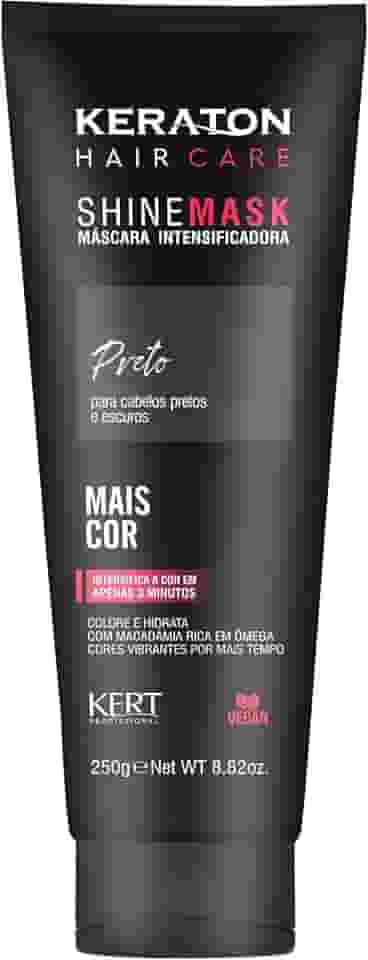 Keraton, Máscara matizadora hidratante, Trata e colore, Para cabelo preto escuro, Shine Mask, 250g, Preto