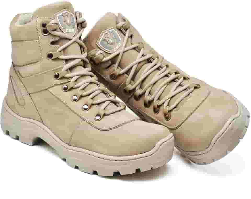 Bota Coturno Couro Masculina Adventure Areia Deserto Airsoft Exército Cano Baixo