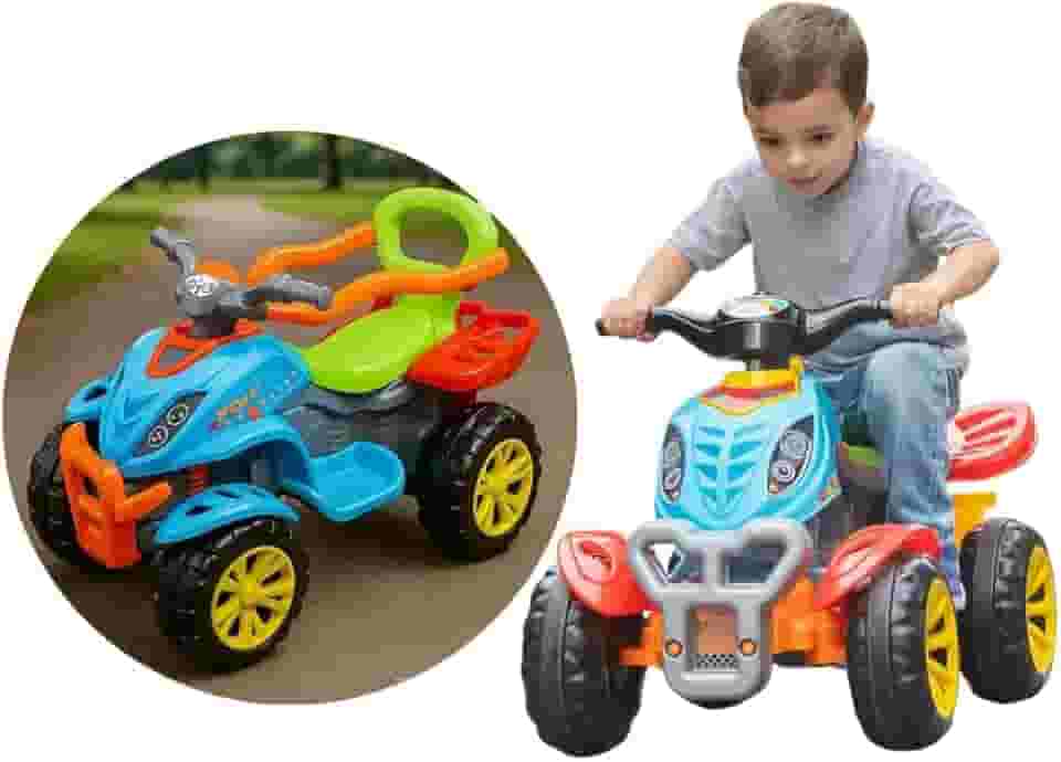 Quadriciclo Infantil 2 em 1, Carrinho de Passeio com Haste e Pedal, Suporte para Pés, Anel de Segurança, Porta Objetos, 51x61x92cm, Para 9 Meses Até 6 Anos, Capacidade 30kg (Unissex)