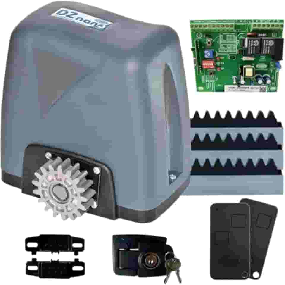 Kit Motor Deslizante Portão Eletrônico Dz Nano 36 Turbo 600kg 1/4 HP Rossi 2 Controles 3 Metros de Cremalheira (220, Volts)