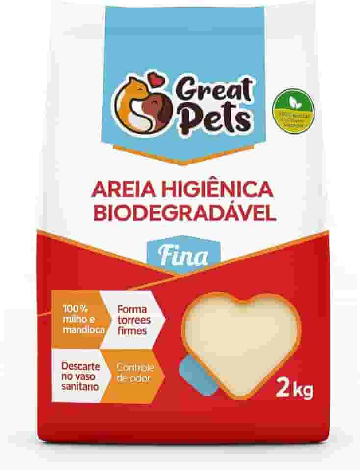Areia Biodegradável De Milho E Mandioca Fina Great Pets 2kg