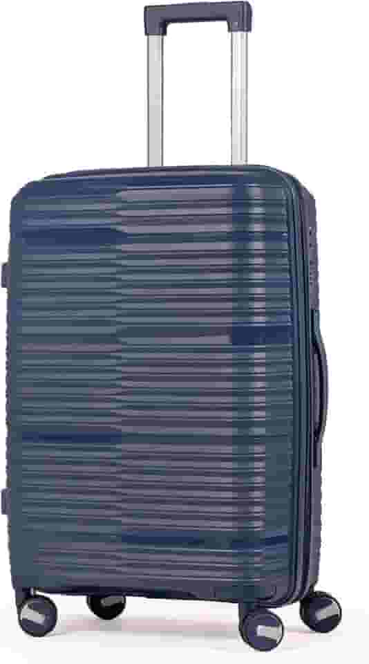 Mala De Viagem Média 23Kg Polipropileno Rodas Duplas 360 Fibra Rígida Leve Resistente Para Despachar (AZUL, MÉDIA)