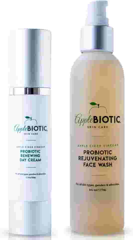 Vinagre de maçã creme facial e lavagem dupla, hidratante, alívio de vermelhidão para pele seca, oleosa, sensível, chá verde natural, camomila