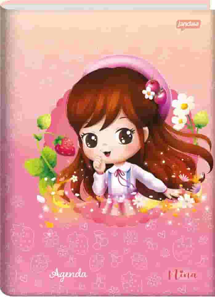 Jandaia - Agenda Permanente Escolar 134X200mm CD 192Pgs Nina Flores e Morango FSC