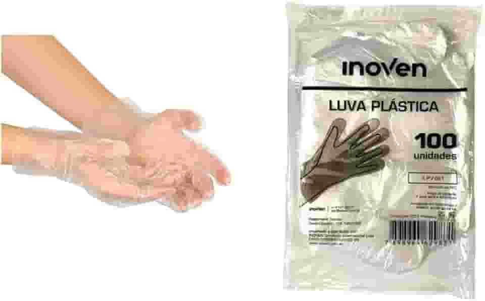 Luva Plástica Descartável Transparente - Kit com 1000 Unidades (10 Pacotes)
