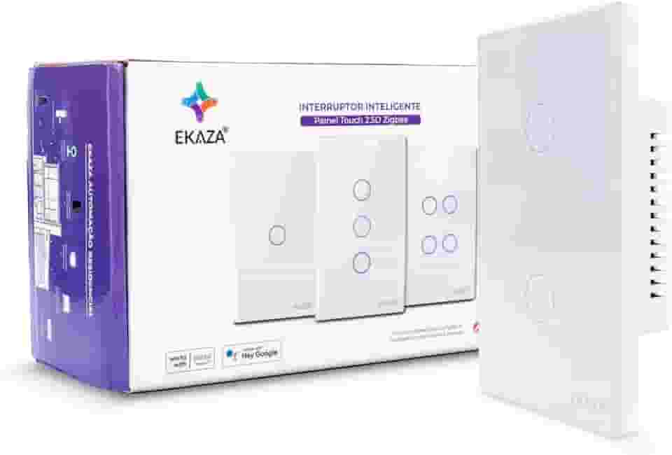 EKAZA Interruptor Inteligente, Touch, borda 2.5 D, Zigbee, 2 Botões, Branco, Compativel com Google home e Alexa -EKGC-T307-2WZ