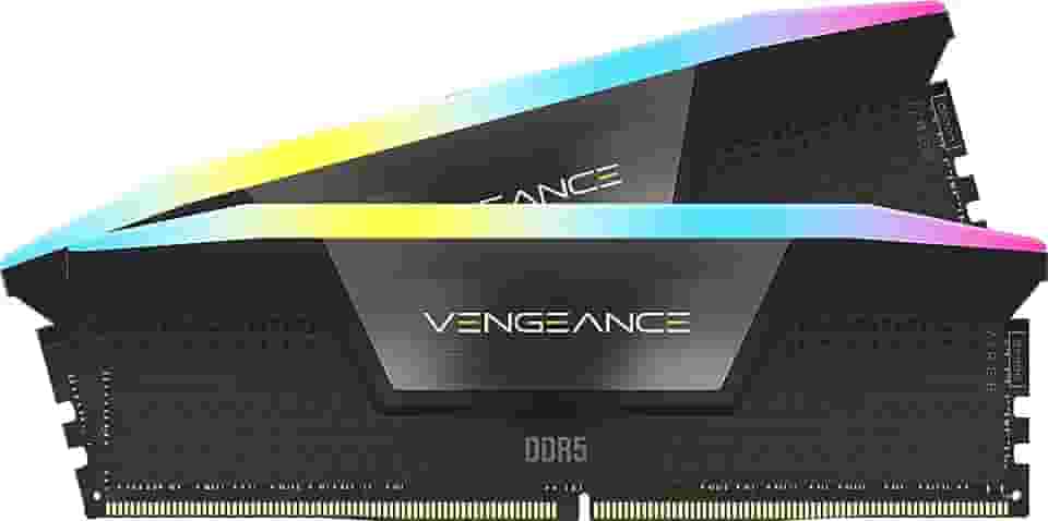 CORSAIR VENGEANCE RGB DDR5 RAM 32GB (2x16GB) 6400MHz CL36-48-48-104 1,35V Intel XMP 3.0 Memória de Computador Desktop - Preto (CMH32GX5M2B6400C36)