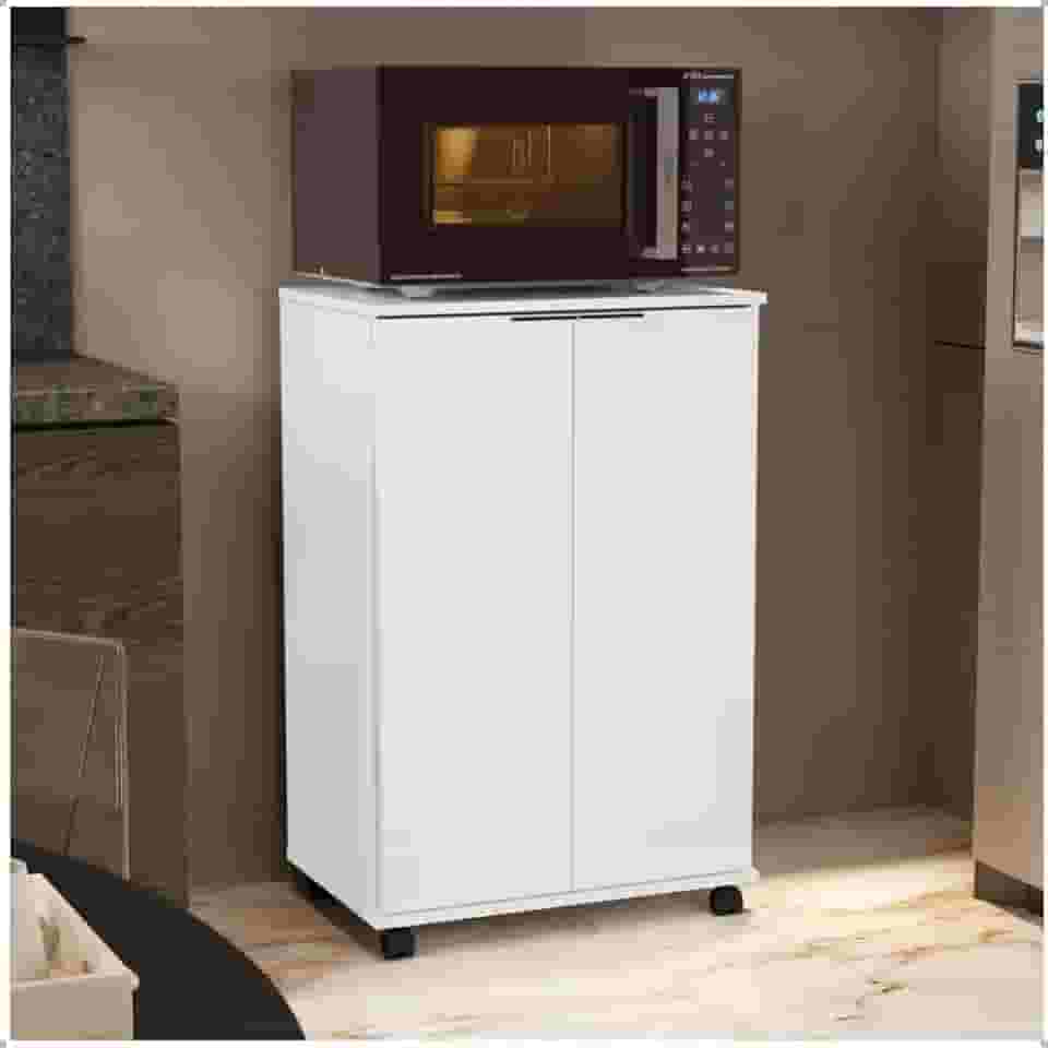 Balcão Pratic para Cozinha Microondas, Multiuso 2 portas - Cores (Branco)