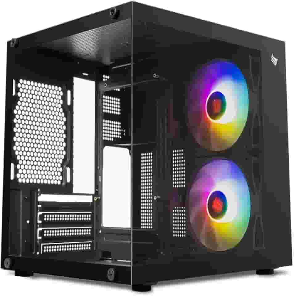 Gabinete Gamer Pichau Atom X | Mini-Tower | Lateral de Vidro | Com 2 Fans | Preto | PG-ATOMX-BK
