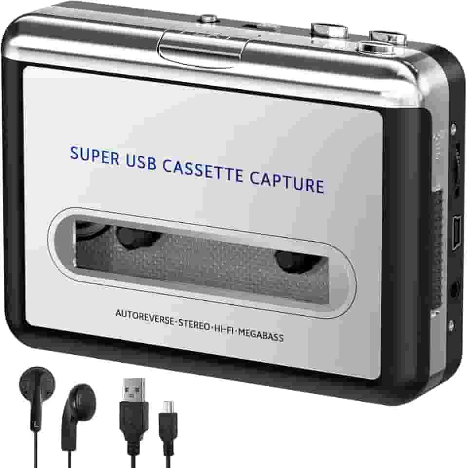 Gravador de fita cassete - Converta fita para digital MP3 digital, Walkmaner portátil com auto-reverso, conector de fone de ouvido de 3,5 mm