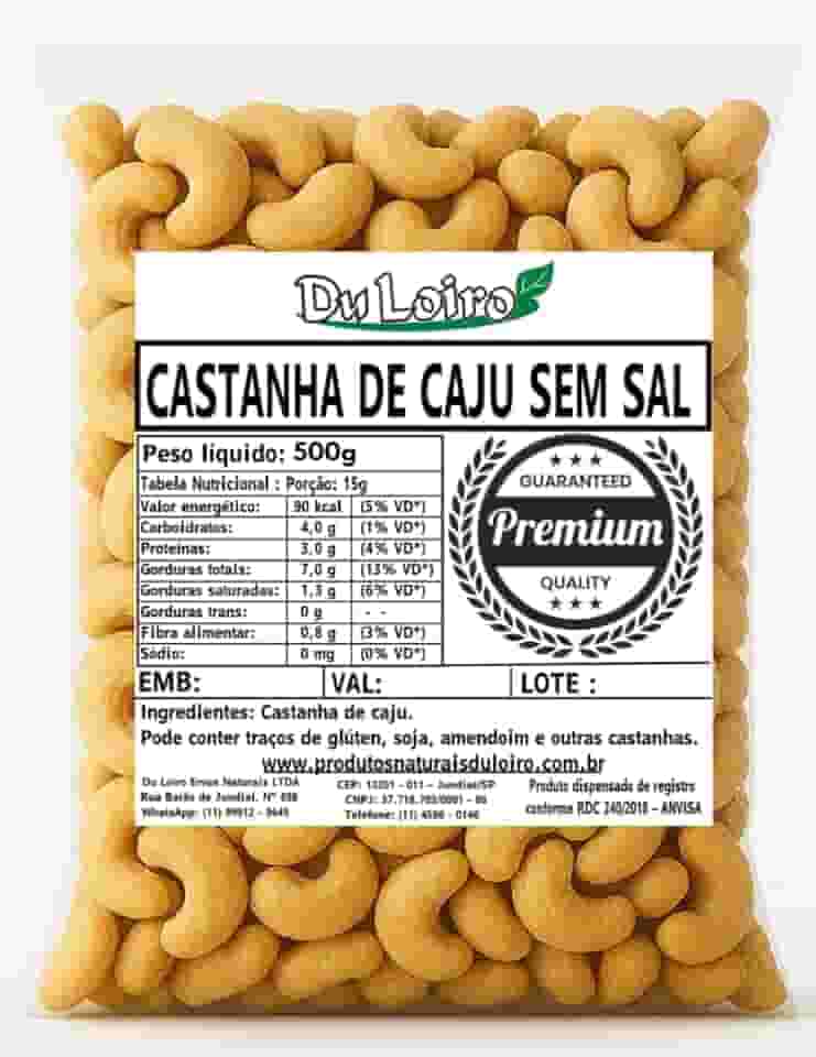 Castanha de Caju Torrada Inteira Sem sal W1 Premium (500g)