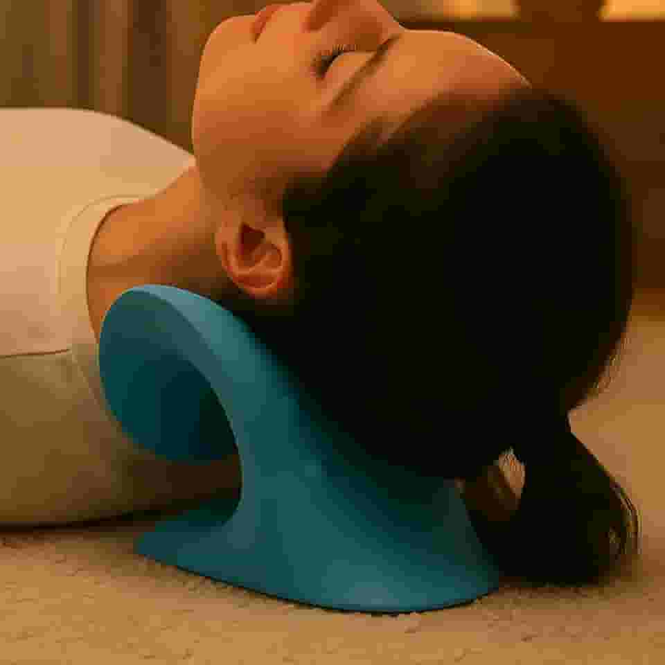 Relaxante Cervical Premium, Esticador De Pescoço E Ombro Para Alívio de Dor ATM E Coluna Cervical, Espuma EVA, Ergonômico, Marca VARENZIA