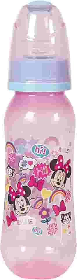 BabyGo - Mamadeira Bico Ortodôntico Rosa Minnie 240ml - Disney - Silicone Livre de BPA - Ideal para Bebês a Partir de 6 Meses