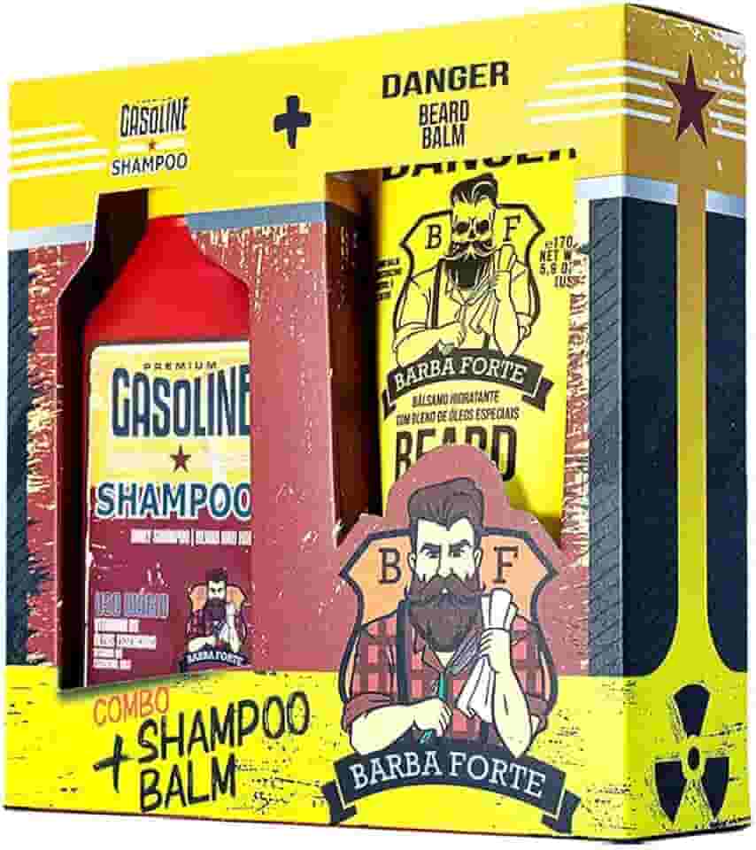 Combo Shampoo Uso Diário Gasoline 250ml + Bálsamo Hidratante Beard Balm Danger 170g - Barba Forte