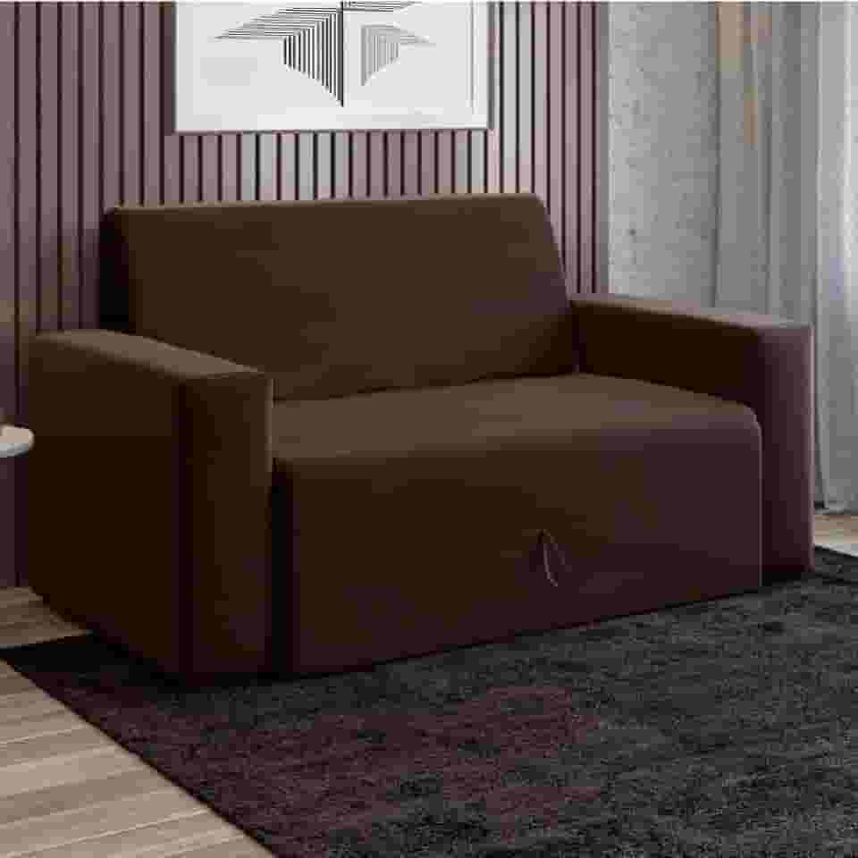 Sofá-cama 2 lugares Pratik 5000 Mamflex Marrom Suede