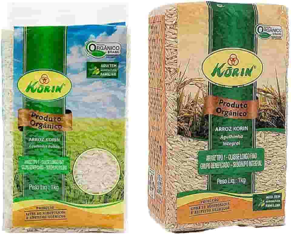 Kit 2 Arroz Orgânico Korin: Branco, Integral