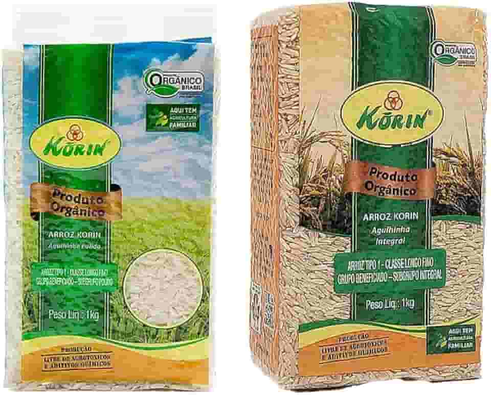 Kit 2 Arroz Orgânico Korin: Branco, Integral