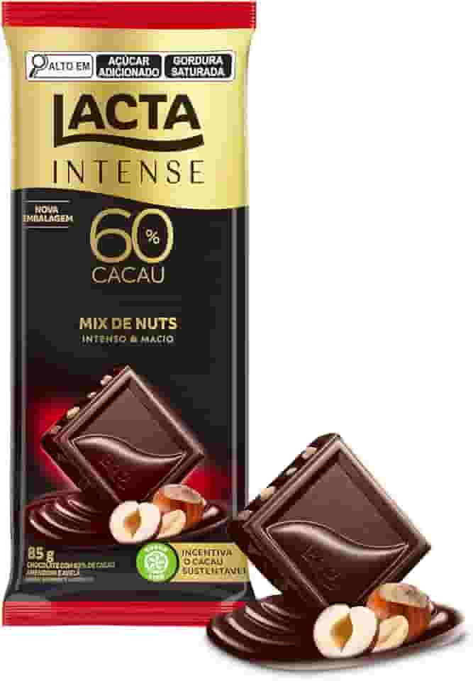 Chocolate Lacta Intense Amargo 60% Cacau Mix De Nuts 85g