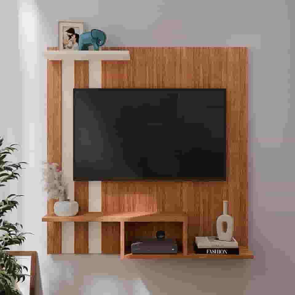 LOJAS GK, Painel Light Para TV 32 Polegadas Com 2 Nichos - gkmoveis cor:freijó