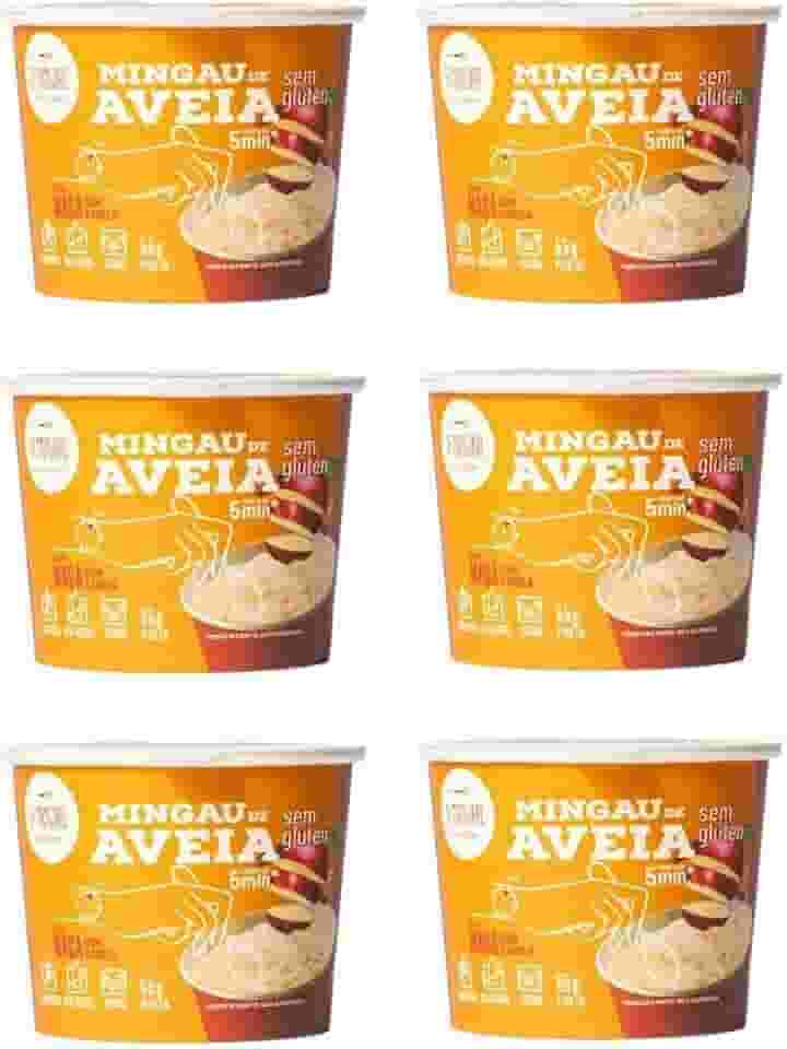 Mingau de Aveia Maçã com Canela Sem Glúten, Sem Leite e Vegano - 06 UNIDADES (pronto em 05 minutos)